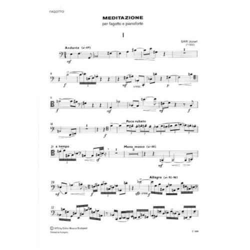 Sári, József - Meditazione (bassoon and piano)