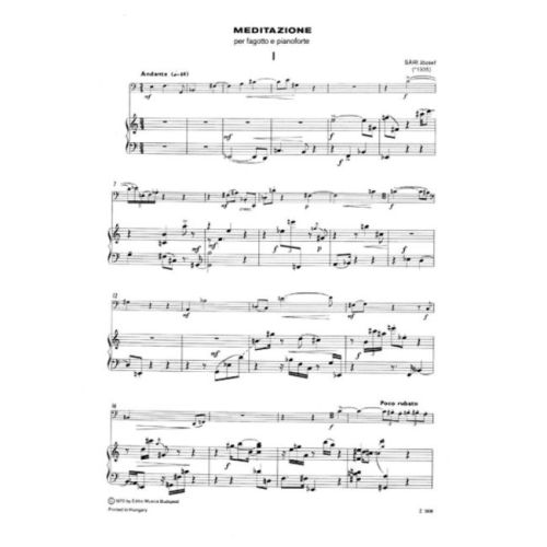Sári, József - Meditazione (bassoon and piano)