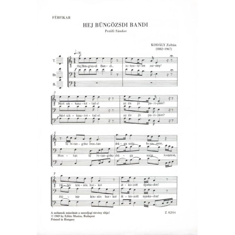 Kodály, Zoltán - Hey Bandi Bungozsdi