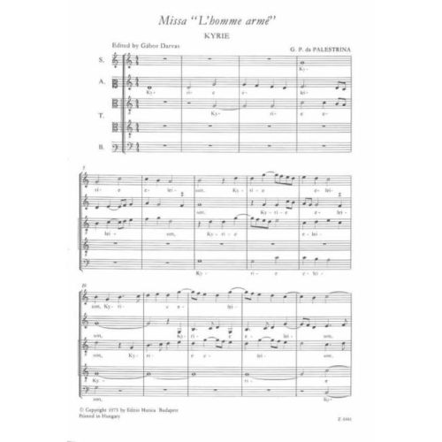 Palestrina, Giovanni Pierluigi da - Missa L'homme arme