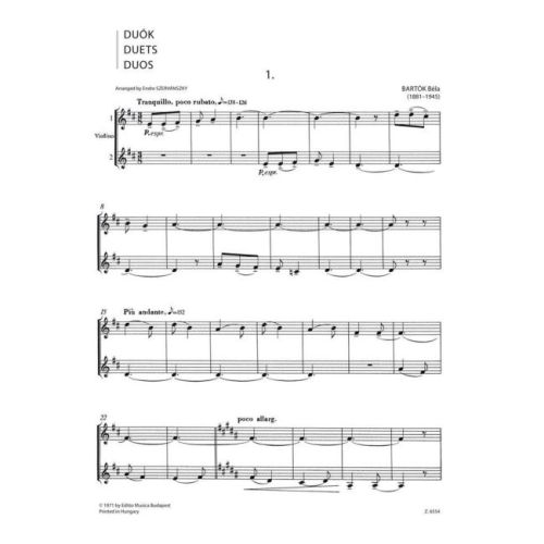 Bartók, Béla - Duos (two violins)