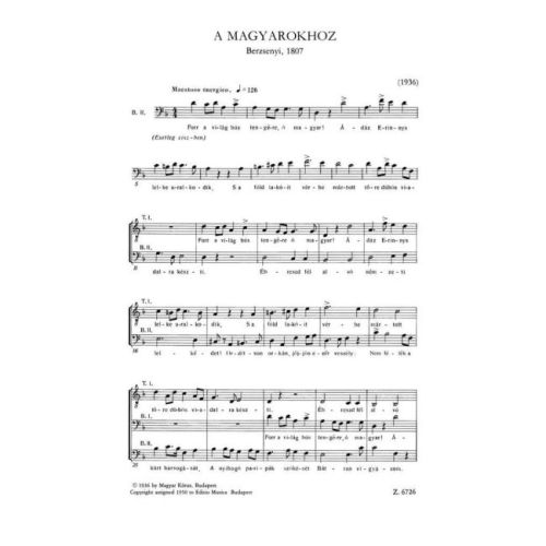 Kodály, Zoltán - Male Choruses