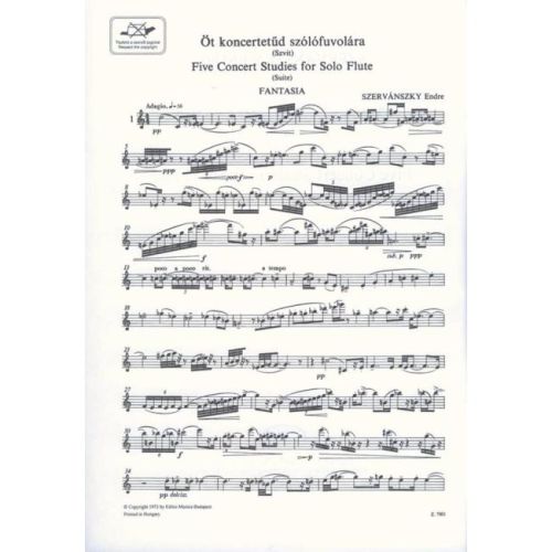 Szervánszky, Endre - Five Concert Studies for Solo Flute