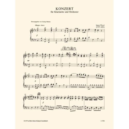 Balassa & Pleyel - Konzert fur Klarinette B-dur
