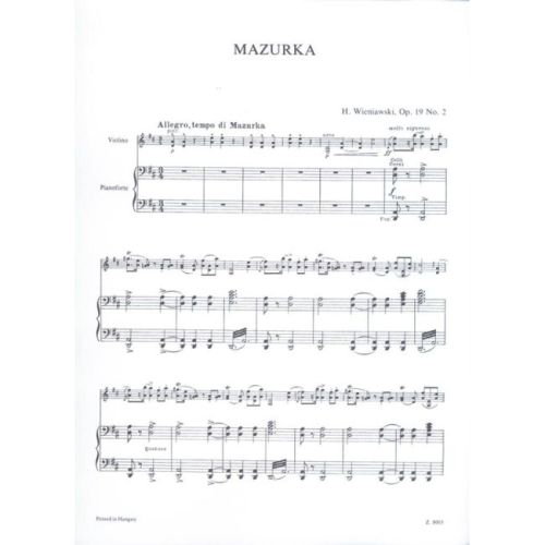 Wieniawski, Henryk - Mazurka No. 2