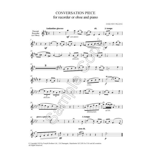 Conversation Piece - Dorothy Pilling - Recorder & Piano