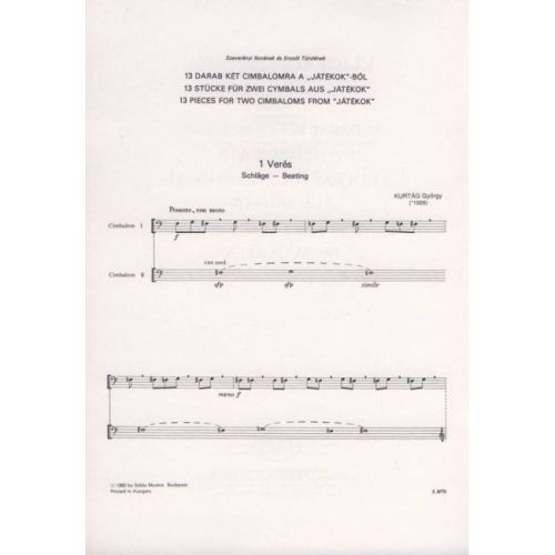 Kurtág, György - 13 Pieces for two cimbaloms