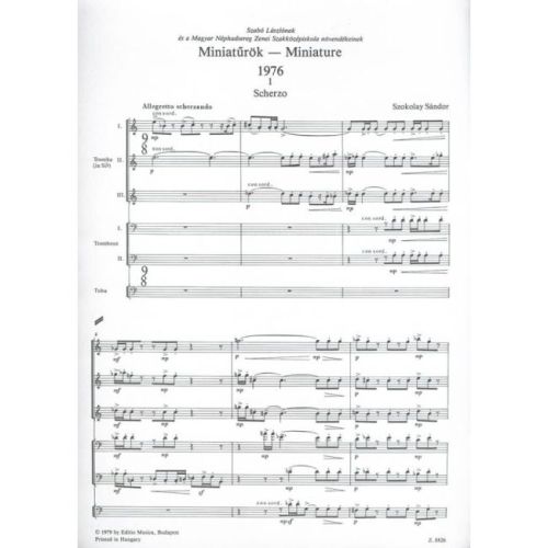 Szokolay, Sándor - Miniatures for brass sextet