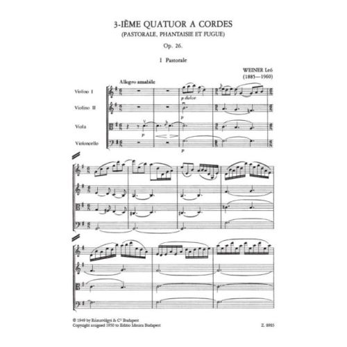 Weiner, Leó - String Quartet No. 3