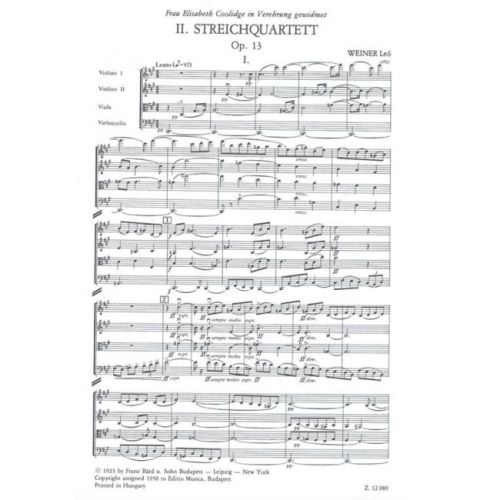 Weiner, Leó - String Quartet No. 2