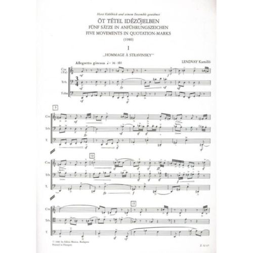 Lendvay, Kamilló - Five Movements in Quotation