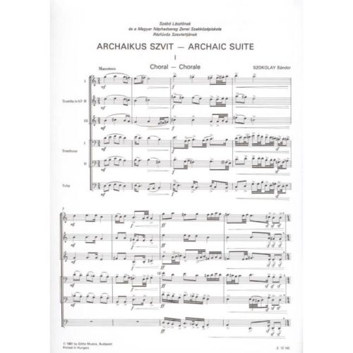 Szokolay, Sándor - Archaic Suite