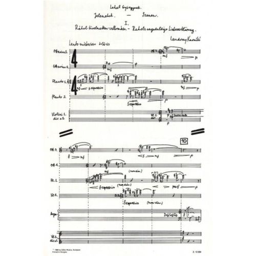 Lendvay, Kamilló - Scenes. Cantata for soprano, bass-barito