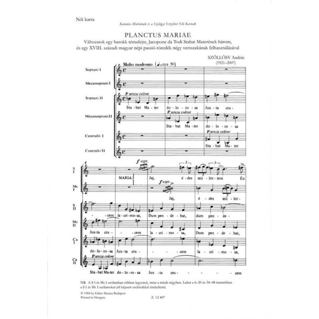 Szöllösy, András - Planctus Mariae (upper voices)