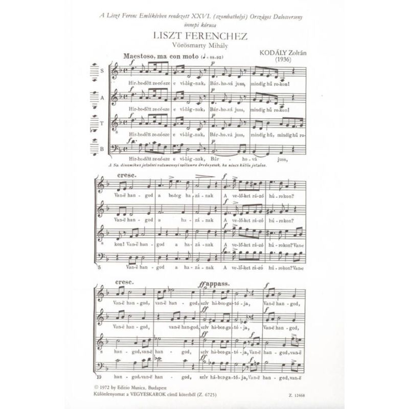 Kodály, Zoltán - Ode to Liszt