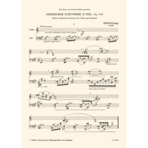 Kurtág, György - Herdecker Eurythmie op. 14b Vol.2