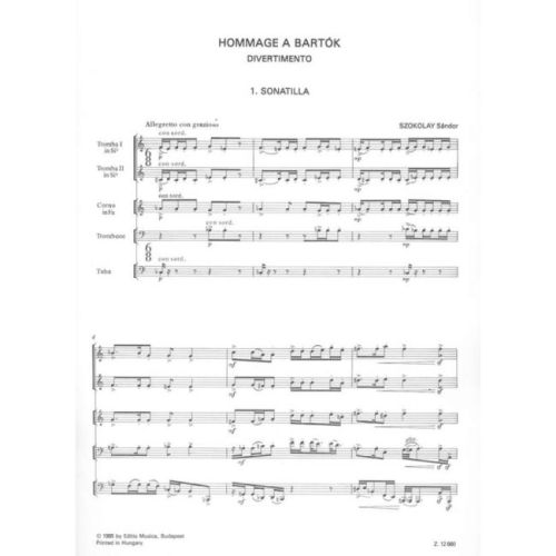 Szokolay, Sándor - Hommage a Bartok