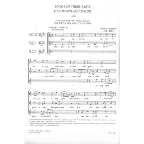 Tomkins, Thomas - Songs of Three Parts