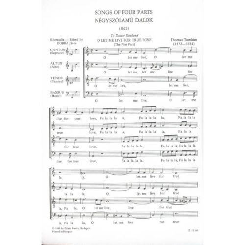 Tomkins, Thomas - Songs of Four Parts
