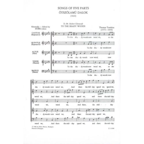 Tomkins, Thomas - Songs of Five Parts
