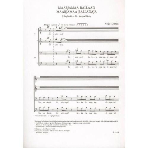 Tormis, Veljo - Maarjamaa balladaja