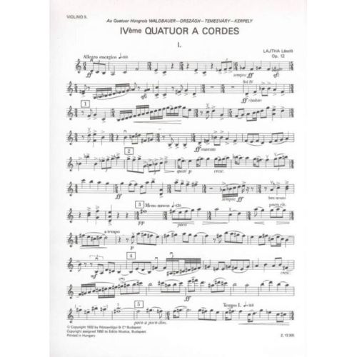 Lajtha, Laszlo - String Quartet No. 4