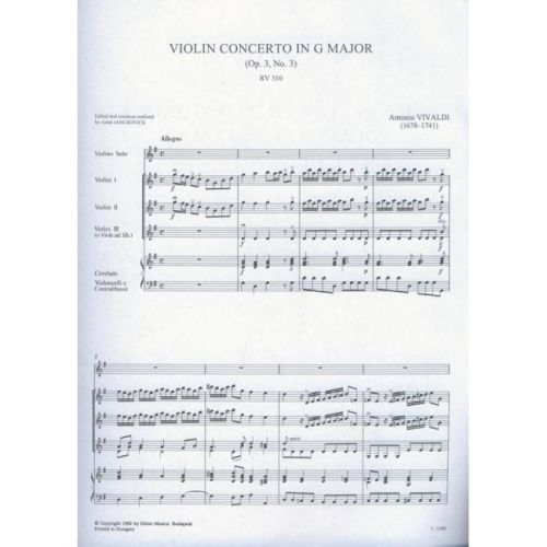 Vivaldi, Antonio - Concerto in sol maggiore