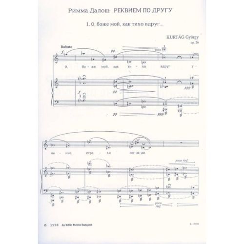 Kurtág, György - Requiem for the Beloved Op.26