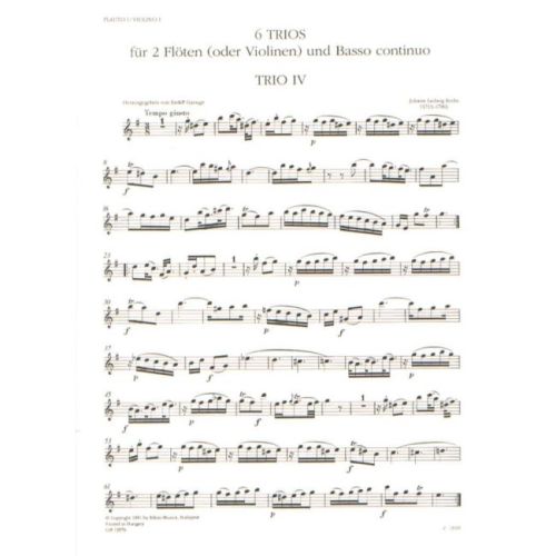 Krebs, Johann Ludwig - 6 Trios for 2 Flutes and Basso Continuo