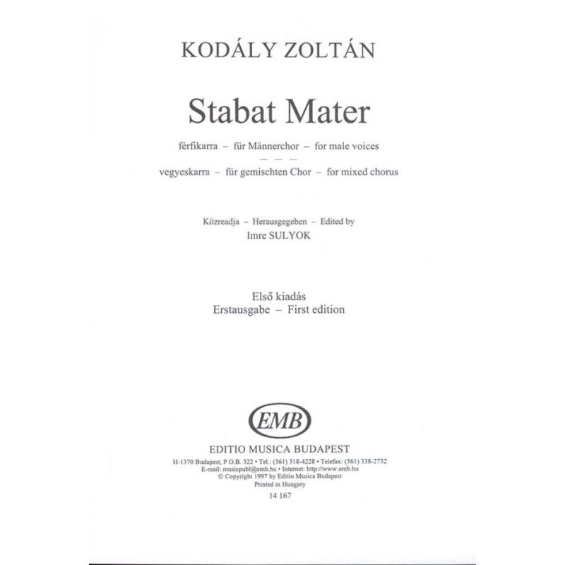 Kodály, Zoltán - Stabat Mater (upper voices)