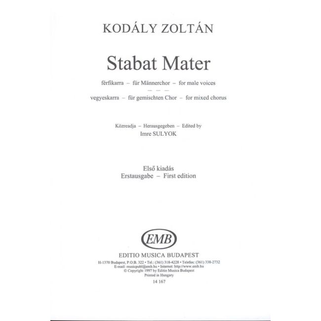Kodály, Zoltán - Stabat Mater (upper voices)