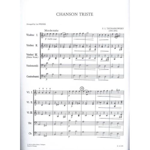 Tchaikovsky & Weiner - Chanson triste - Humoresque Sc & Pts