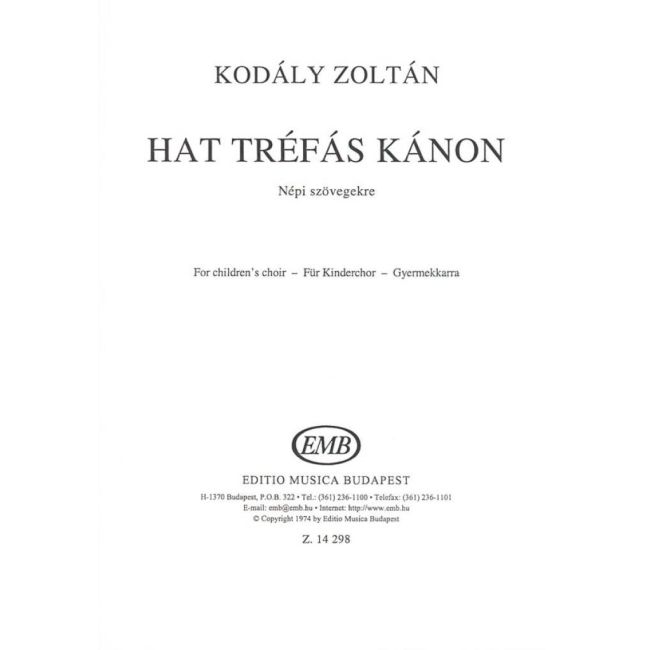 Kodály, Zoltán - Hat trefas kanon
