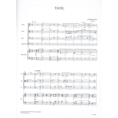 Kondor, Adam - Tayil for male voice & 8 instruments