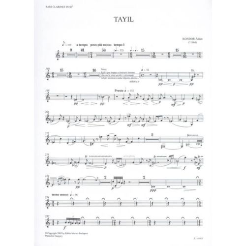 Kondor, Adam - Tayil for male voice & 8 instruments