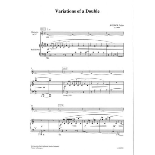 Kondor, Adam - Variations of a Double (clarinet & pno)