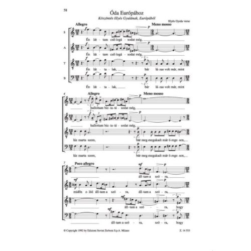 Veress, Sandor - Choral Works II for mixed choruses