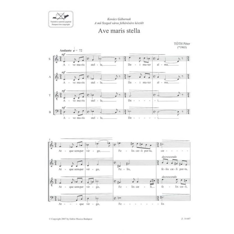 Tóth, Péter - Ave Maris Stella. SATB