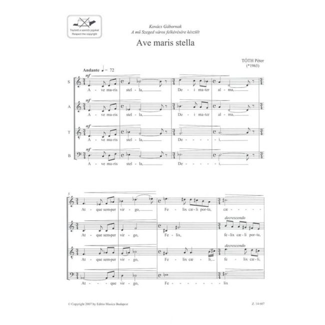 Tóth, Péter - Ave Maris Stella. SATB
