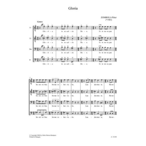 Zombola, Peter - Gloria for male voices