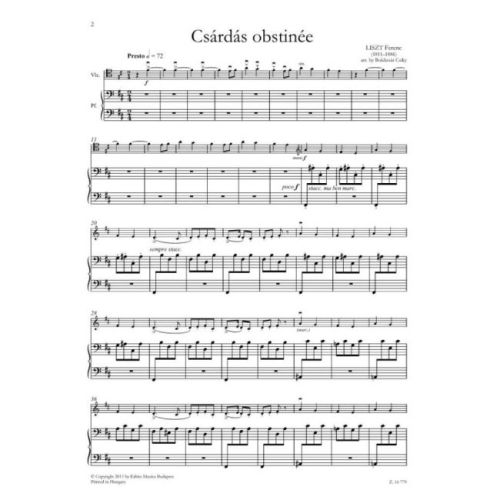 Liszt, Franz - Csardas Obstinee (cello and piano)