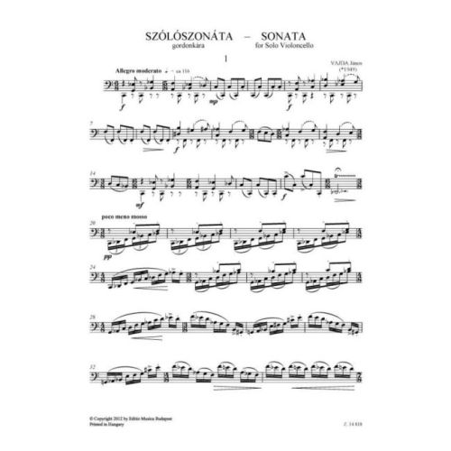 Vajda, János - Sonata (solo cello)