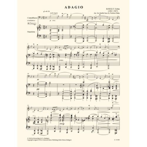 Kodály, Zoltán - Adagio (double bass and piano)