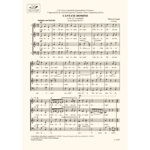 Tillai, Aurél - Cantate Domino