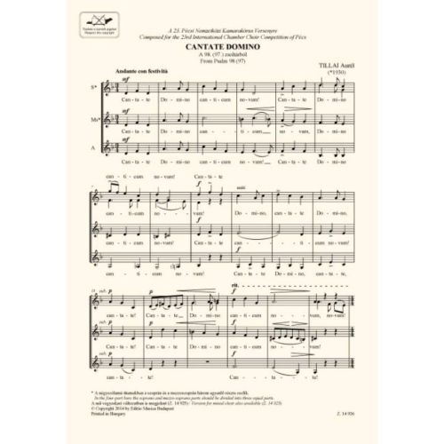 Tillai, Aurél - Cantate Domino
