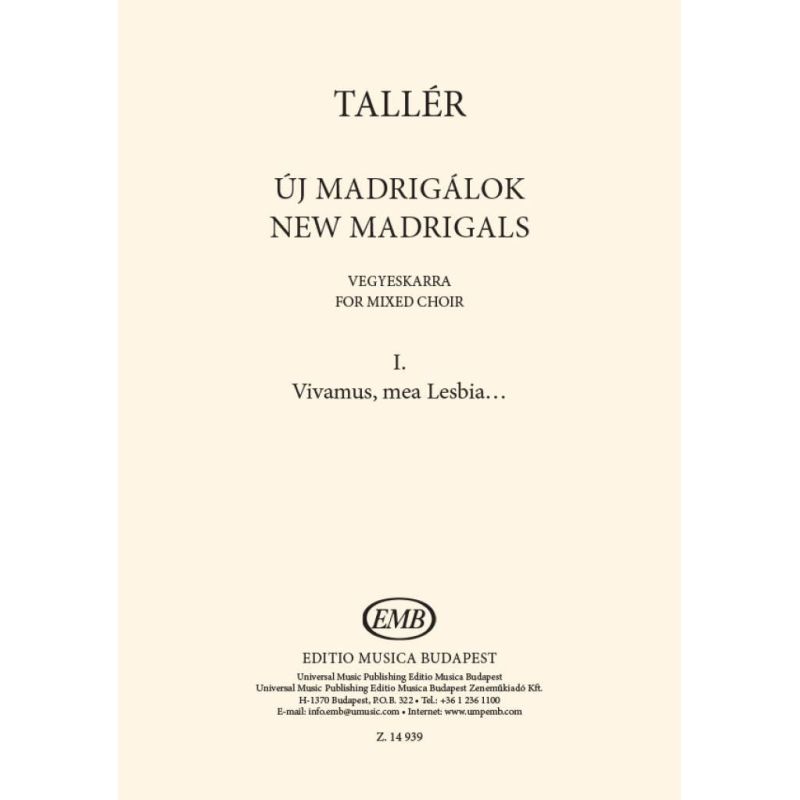Tallér, Zsófia - New madrigals for mixed choir