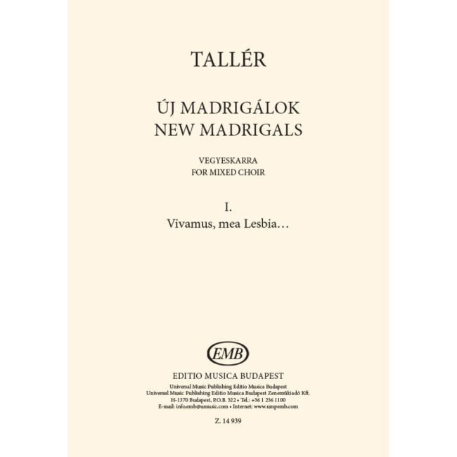 Tallér, Zsófia - New madrigals for mixed choir