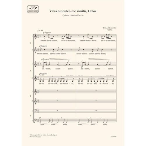 Tallér, Zsófia - New madrigals for mixed choir