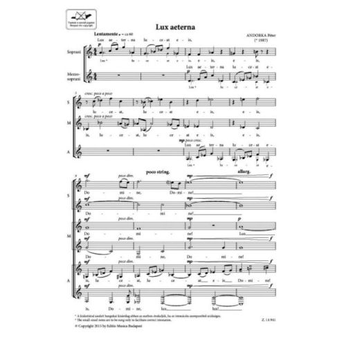 Andorka, Péter - Three Liturgical Chants I. Lux aeterna