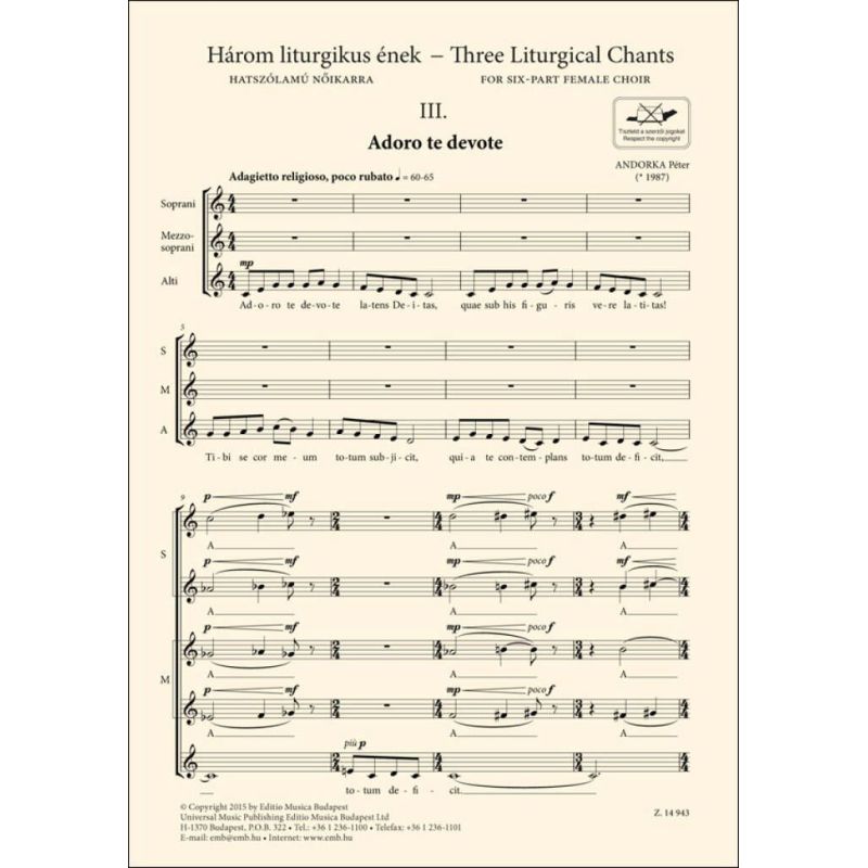 Andorka, Péter - Three Liturgical Chants III